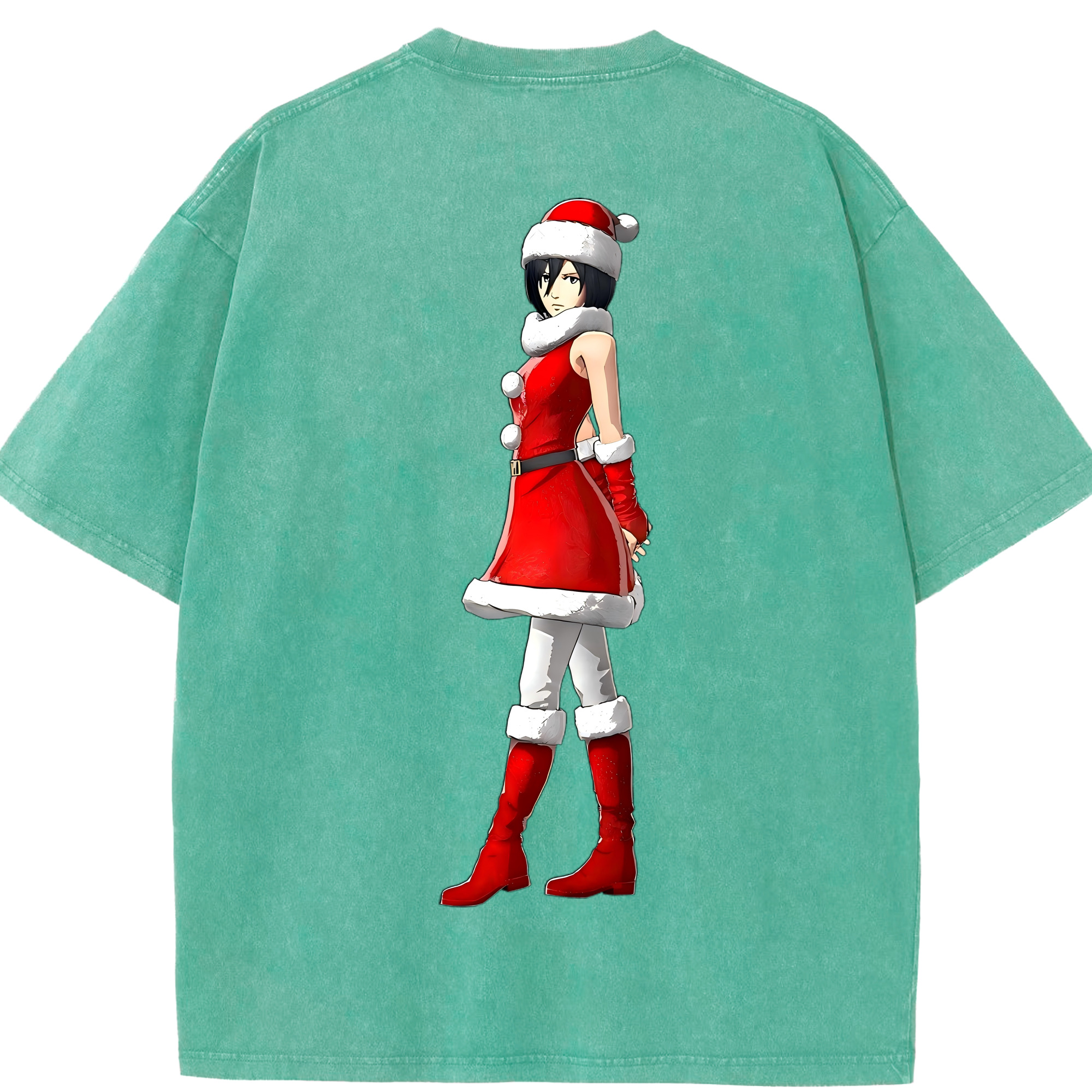 （画像用） 進撃の巨人 ミカサ·アッカーマン Attack on Titan Mikasa Ackerman 綿100% ヴィンテージ風 半袖Tシャツ（背面プリント）